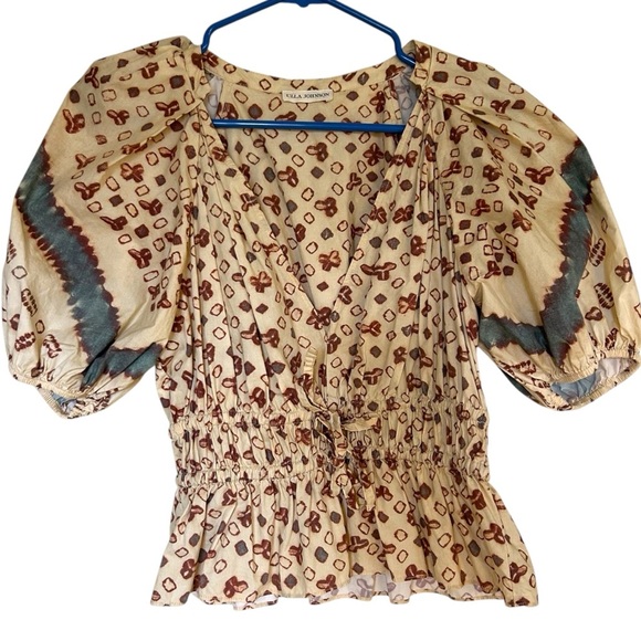 Ulla Johnson Ines Puff Sleeve Peplum Cotton Blouse Size 6 Boho Cottagecore - Picture 11 of 15